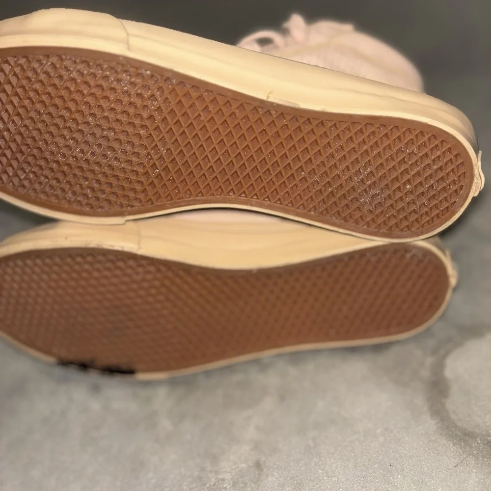 Vans Sk8 HI Leather Sneakers W7 M5.5 Peach Slim Cutout Skate Streetwear‎ Hip Hop